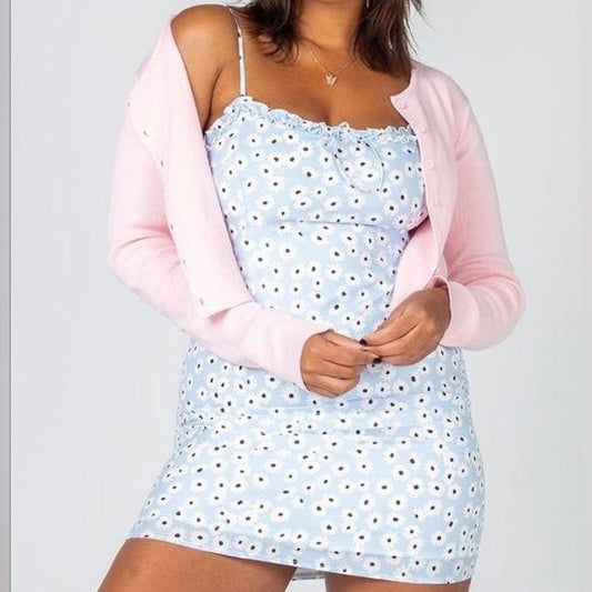 Ella Mini Dress in Blue Floral