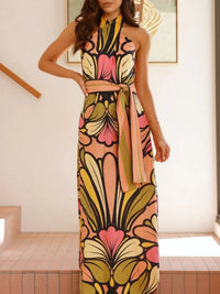 Printed Halter Neck Maxi Cami Dress