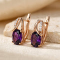 Gold Amethyst Hoop Earrings