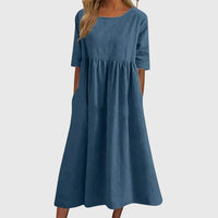 Haisley | Elegant Short-Sleeved Dress Blue