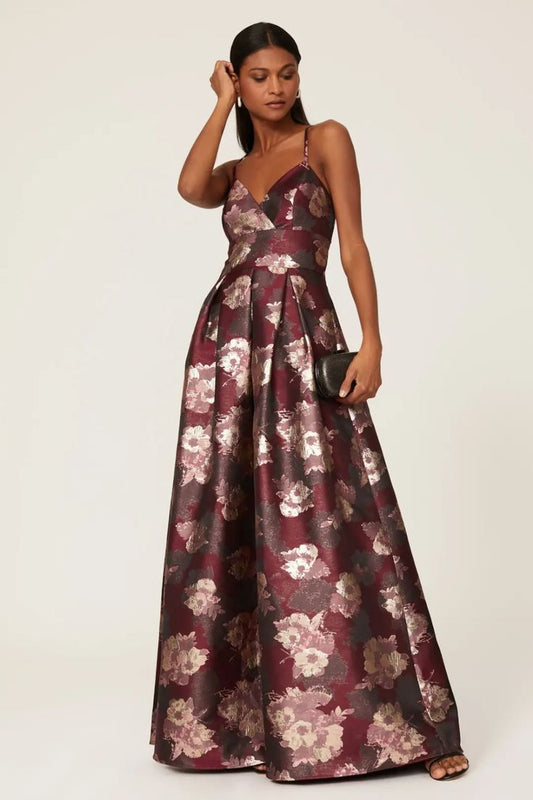 Merlot Floral Gown
