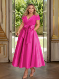 Cicinia Fuchsia Mother Of The Bride Dress Plus Size Long Satin A Line