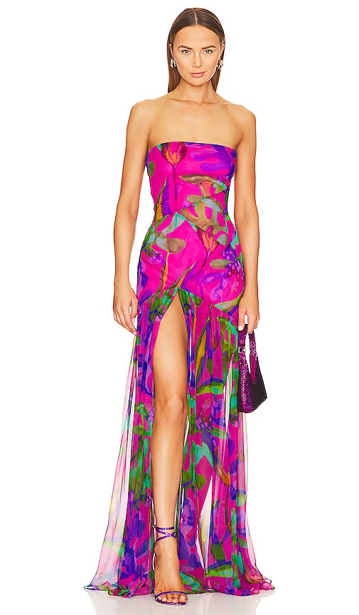 Retrofete Nicole Silk Dress In Tropical Leaf From .com