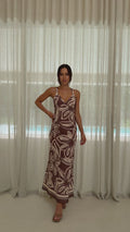 Briana Halter Maxi Dress Chocolate Floral Buy Women's Maxi Dress Billy