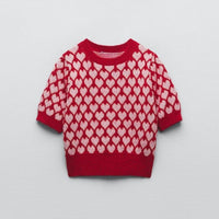 Yrsa Short Sleeve Print Knit Sweater
