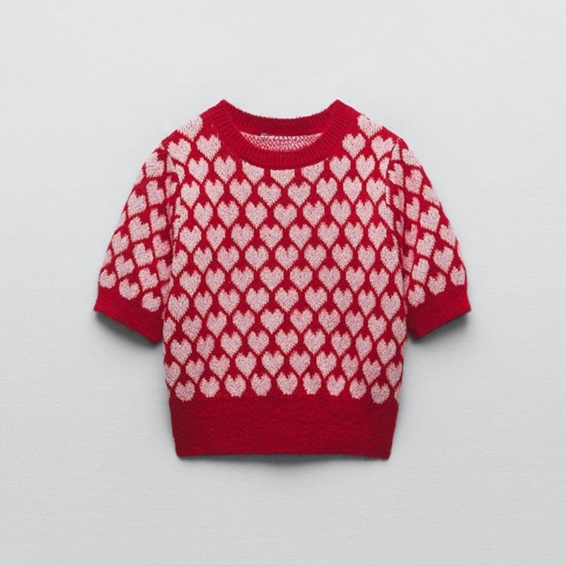 Yrsa Short Sleeve Print Knit Sweater