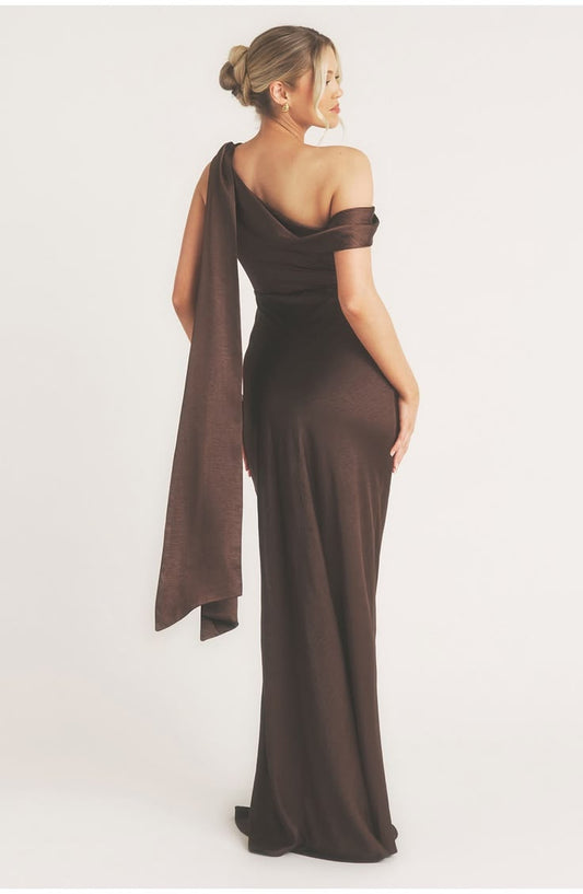 One Shoulder Drape Bridesmaid Dress (Women)