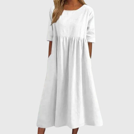 Haisley | Elegant Short-Sleeved Dress White