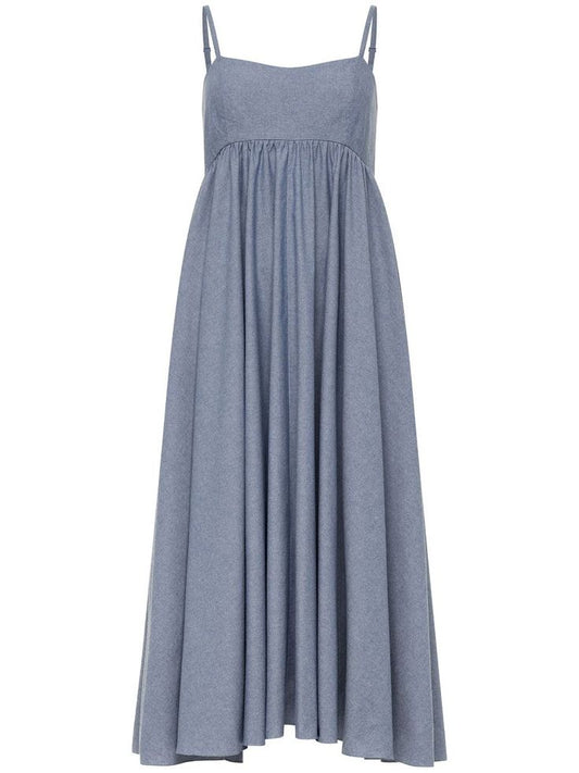 Azeeza Rachel Chambray Midi Dress Blue