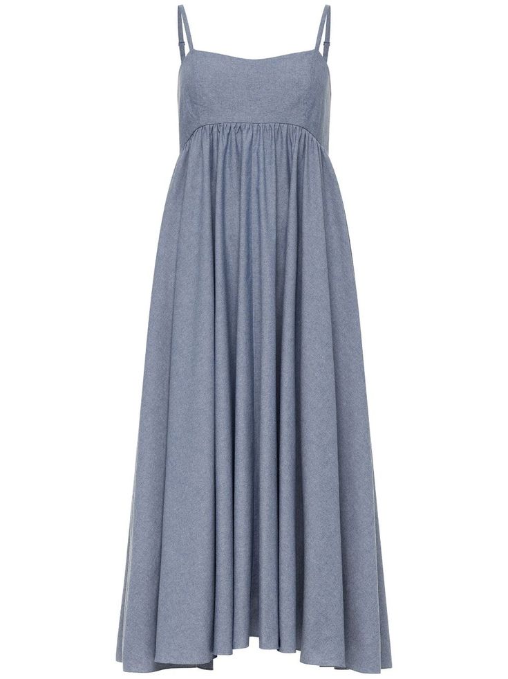 Azeeza Rachel Chambray Midi Dress Blue