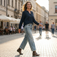 Davina - Retro Cropped Straight-Leg Jeans