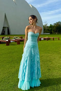 Strapless Sweetheart Sleeveless High Waist Long Prom Dress With