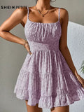 Dress Summer Spring Ruffle Floral Ruched Bust Slimming Waist Dress