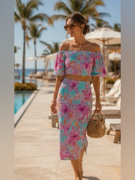 Lilly Pulitzer Skirts Lilly Pulitzer Esmeray Crop Top & Midi Skirt Set
