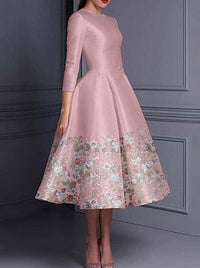 A Line Tea Length Wedding Guest Dress Mother Of The Bride Dress