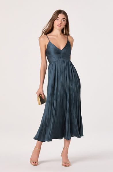 Maeve Pleated Midi Dress Dark Teal