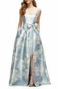 Floral Strapless Bustier Bodice Satin Gown (Women)