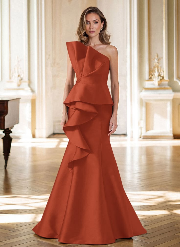 Missacc Terracotta Mother Of The Bride Dress Trumpet Mermaid Strapless