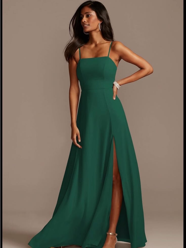 David's Bridal Dress David's Bridal Spaghetti Strap Maxi Dress In Sage