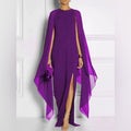Amethyst Gown With Cape Sleeves Color: Purple Size: Various