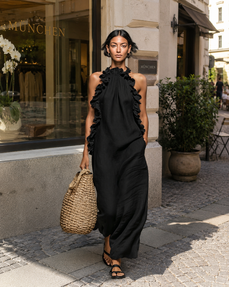 Emilia - Sleeveless Linen Blend Maxi Dress