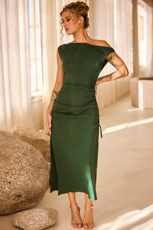 Loren Knit Midi Dress Forest Green