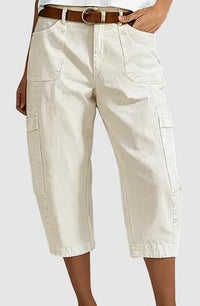 Nina - Casual Cargo Capri Trousers with Pockets