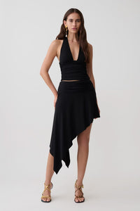 Talise Modal Hankie Midi Skirt Black