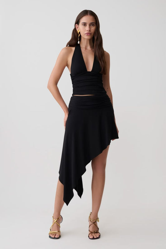 Talise Modal Hankie Midi Skirt Black