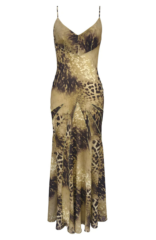 Sacha Print Georgette Gown In Leopard At