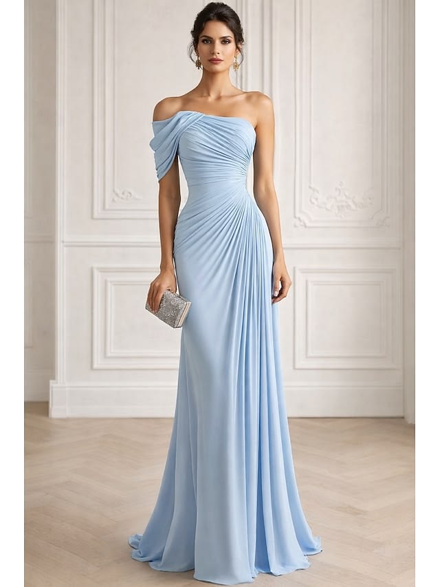A Line Mermaid Trumpet Floor Length Evening Gown Elegant Sleeveless