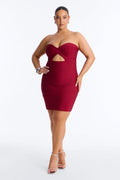 Women's Heidi Strapless Bandage Mini Dress In Burgundy Size 3X