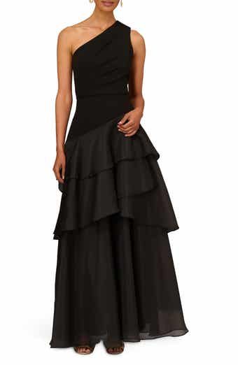 Bow One Shoulder Crepe Mermaid Gown (Women)