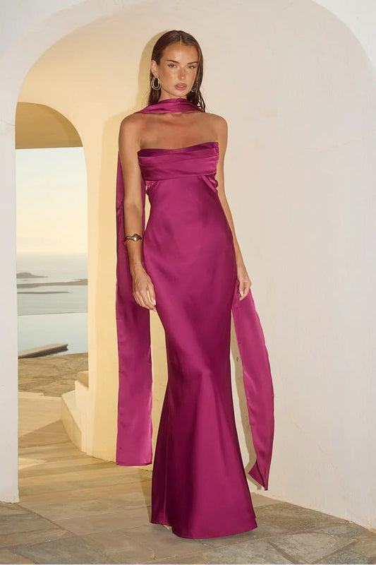 Madeleine Strapless Maxi Dress - Plum - SMALL / PLUM