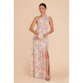 Grey Dress Kira Chiffon Botanical Blooms One Shoulder Dress Bridesmaid