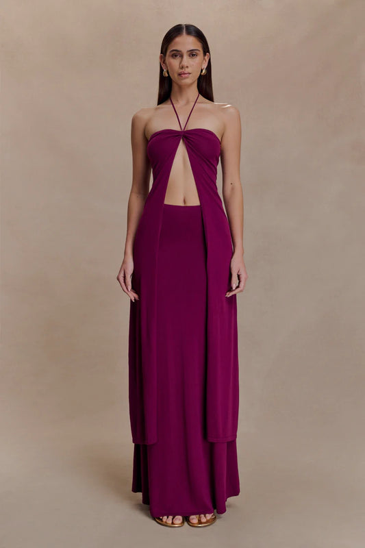 Martiena Knit Maxi Skirt Plum