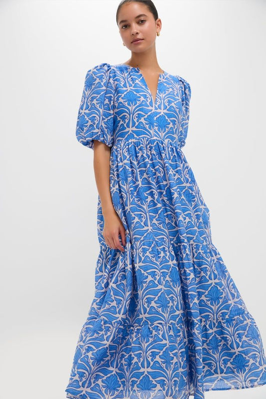 Blue Geo Floral Cara Maxi Dress Blue Geo Floral