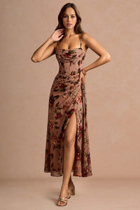 Azazie Aurra Mauve Multi Midi Dress
