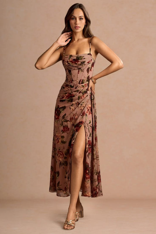 Azazie Aurra Mauve Multi Midi Dress