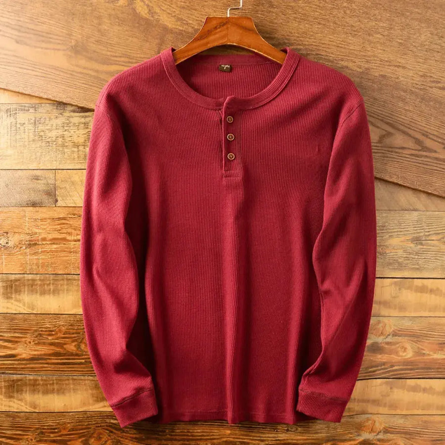 Dacio | Men's Henley Long Sleeve Ribbed Shirt