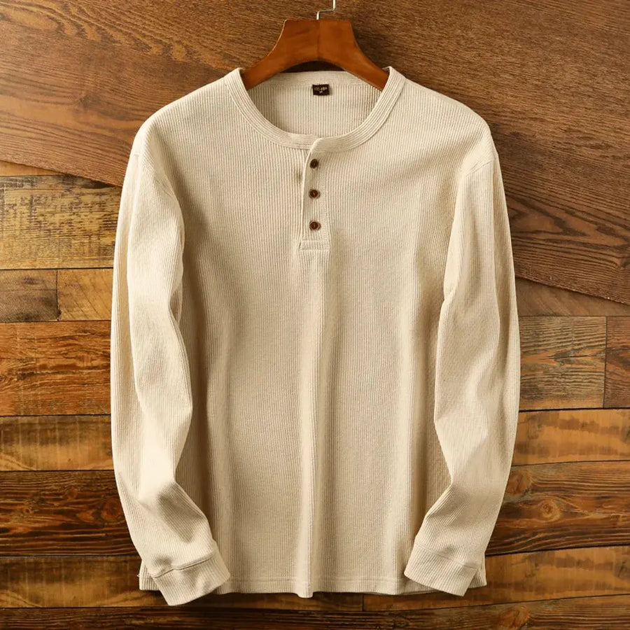 Dacio | Men's Henley Long Sleeve Ribbed Shirt