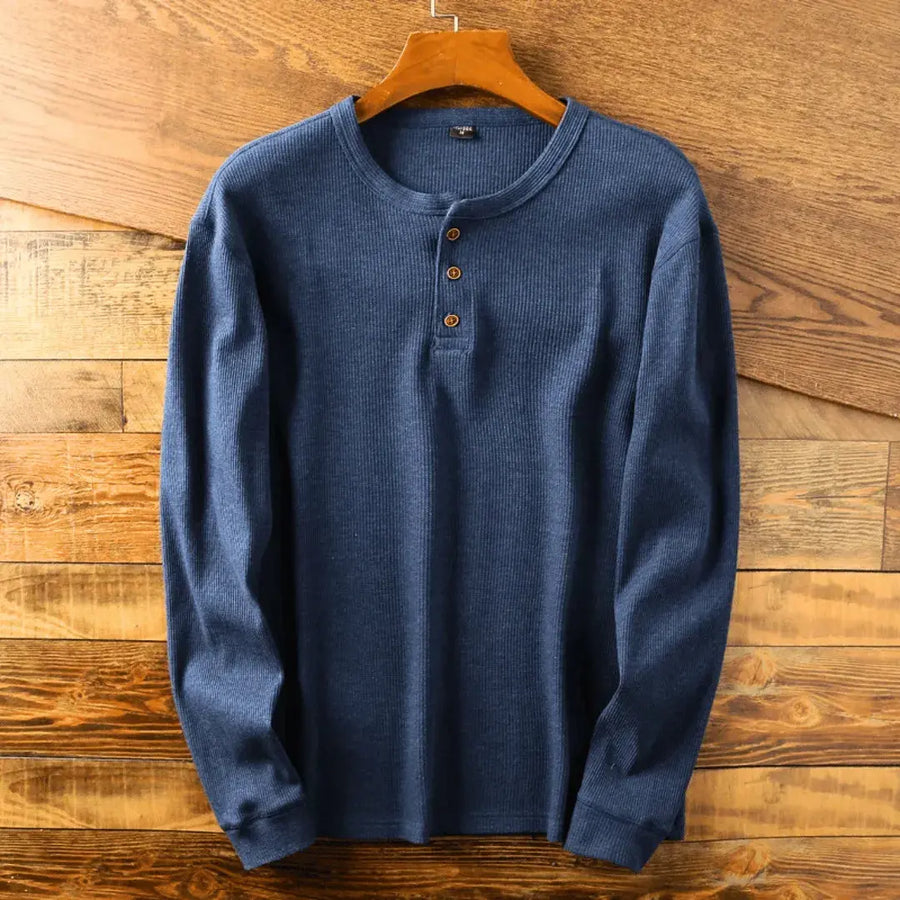 Dacio | Men's Henley Long Sleeve Ribbed Shirt