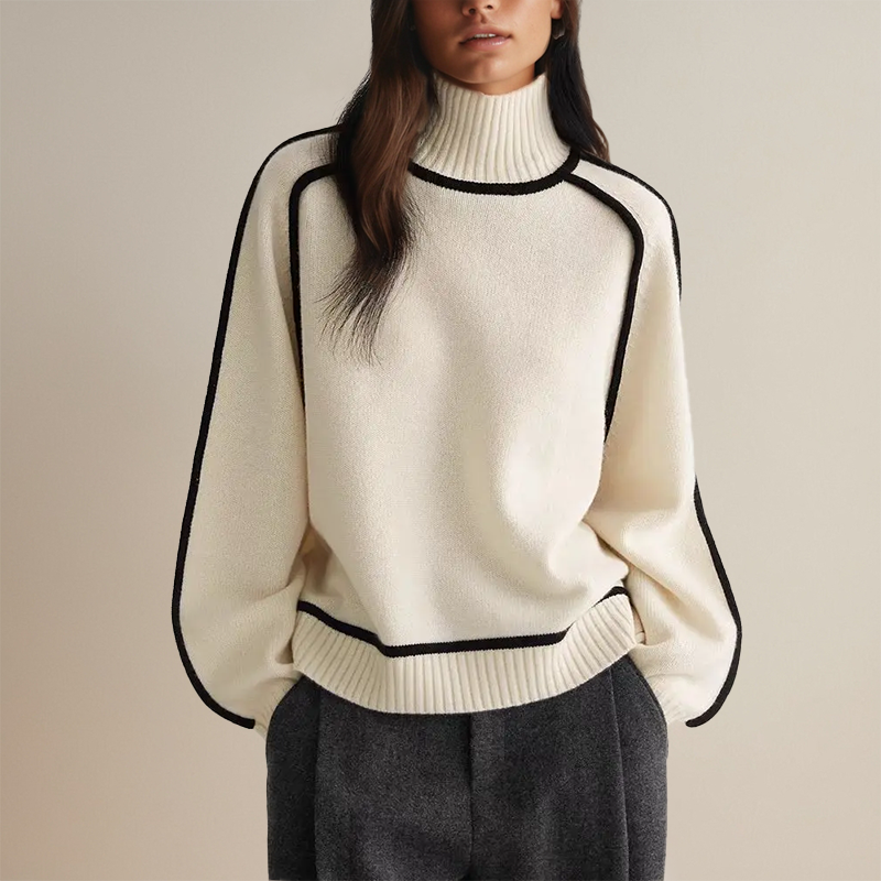 Sigruna High-Neck Volume-Sleeve Sweater