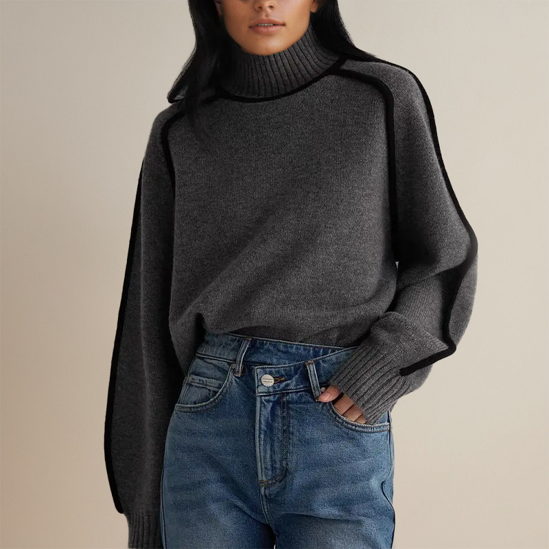 Sigruna High-Neck Volume-Sleeve Sweater