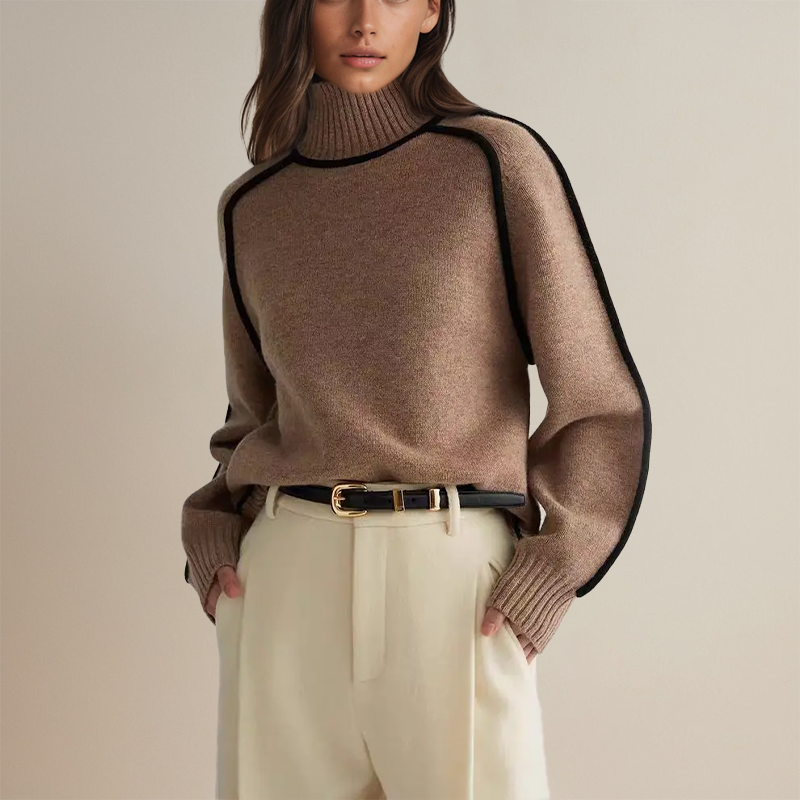 Sigruna High-Neck Volume-Sleeve Sweater