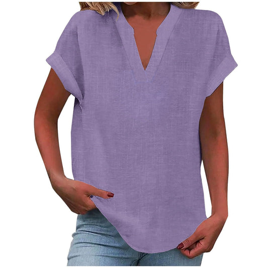 Dahlia | Women's V-Neck Short Sleeve Blouse