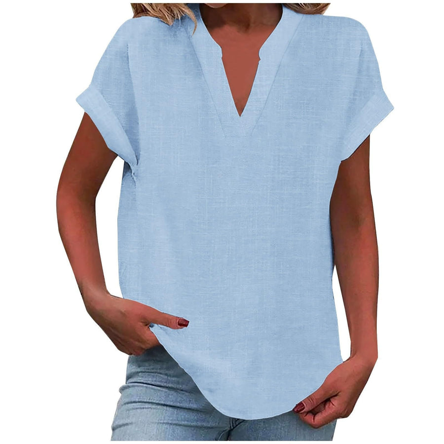Dahlia | Women's V-Neck Short Sleeve Blouse