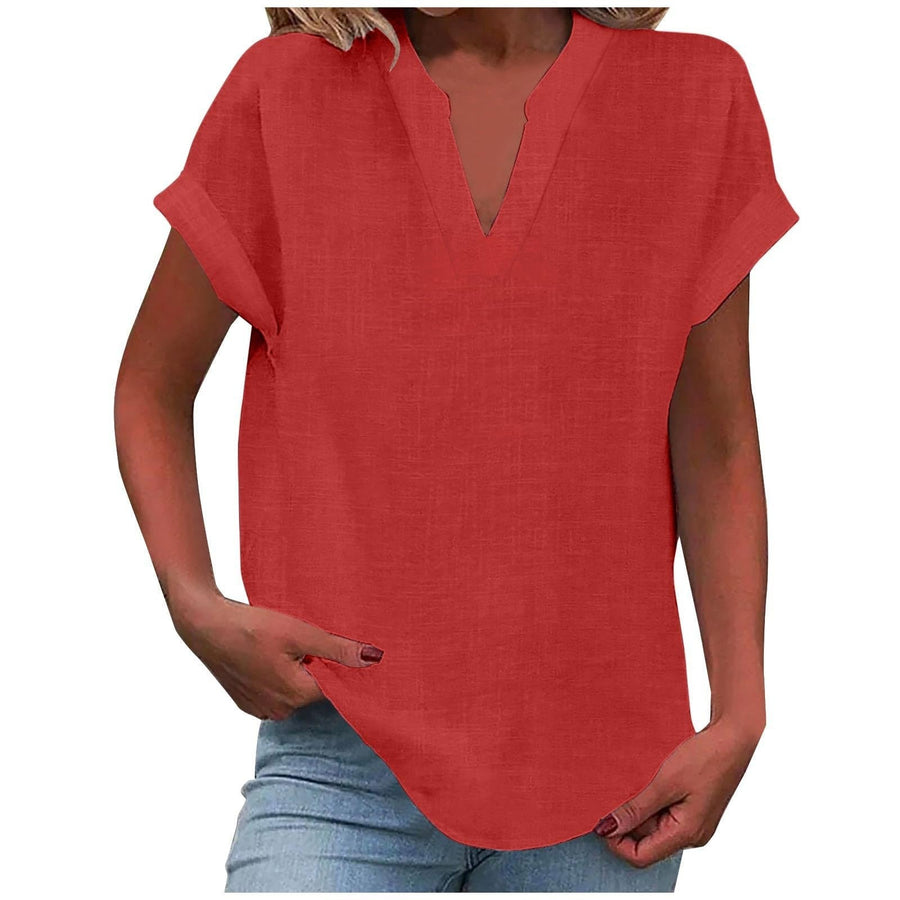 Dahlia | Women's V-Neck Short Sleeve Blouse