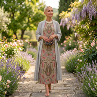 Daniella - Long Printed Dress with Coordinated Waistcoat