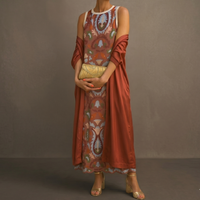 Daniella - Long Printed Dress with Coordinated Waistcoat